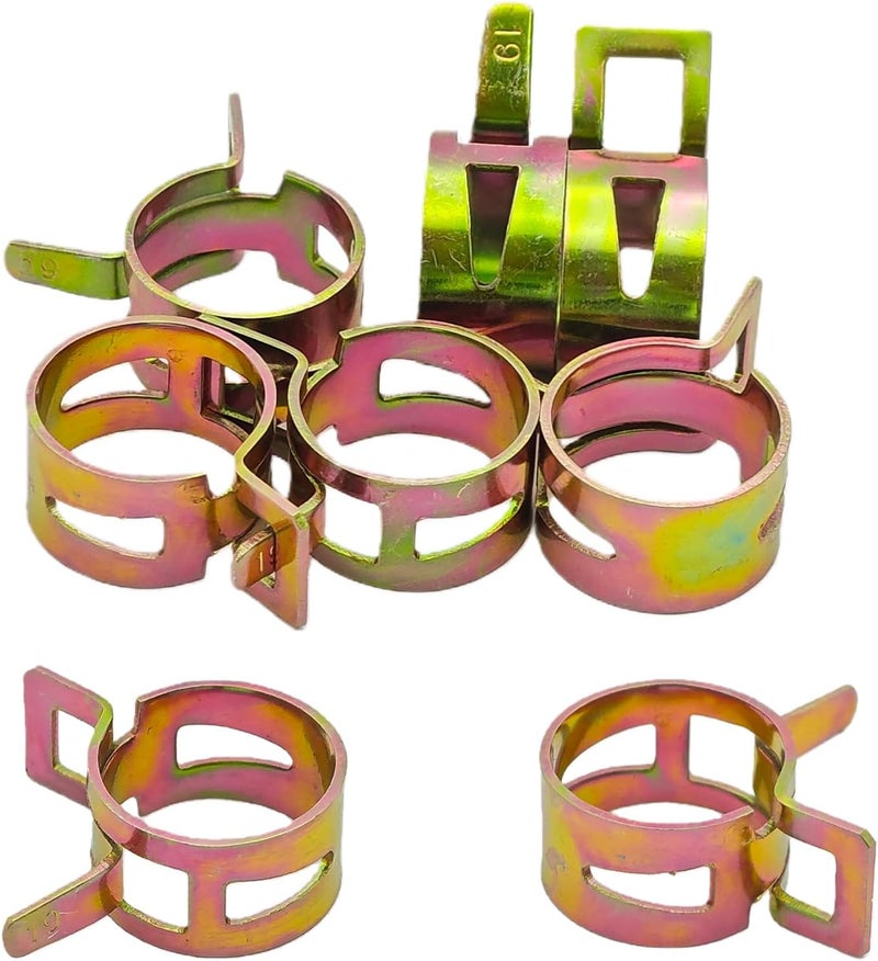 AUXBC 6Pcs 3/4inch Spring Band Type Fuel Hose Clamps, 19mm Silicone Vacuum Hose Pipe Clamp Fasteners, Water Pipe Air Tube Clamps, Fit 19.4-21.4mm OD Hose - Image 1